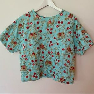 Handmade top with red and gold Indian embroidery